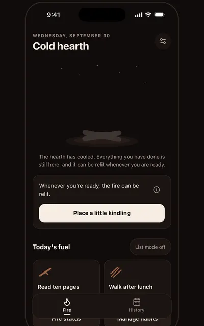 Campfire Habits screen