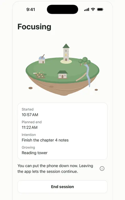 Quiet Isle screen: Your own pace